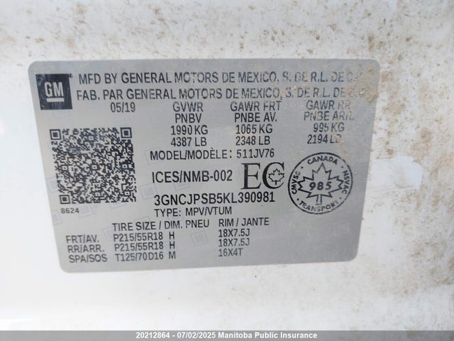 Chevrolet Trax Lt 2019 3GNCJPSB5KL390981 Image 25