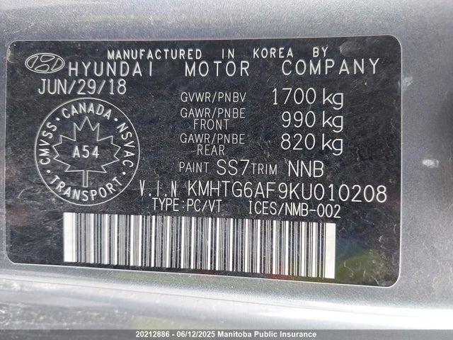 KMHTG6AF9KU010208 Hyundai Veloster