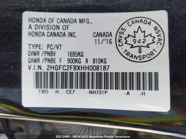 2HGFC2F8XHH008187 Honda k20c2