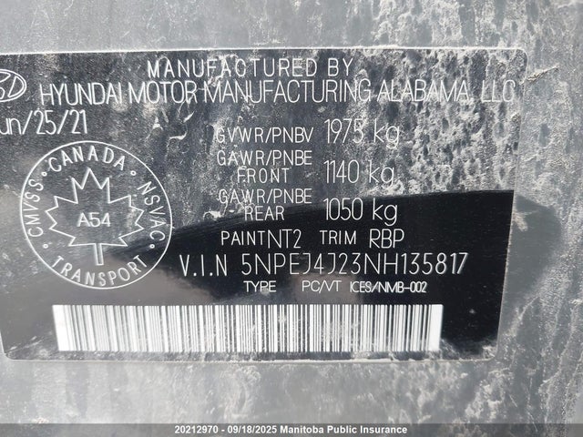 5NPEJ4J23NH135817 Hyundai t-gdi gamma ii