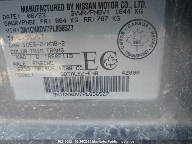 Nissan Versa 2023 3N1CN8DV7PL856527 Image 9