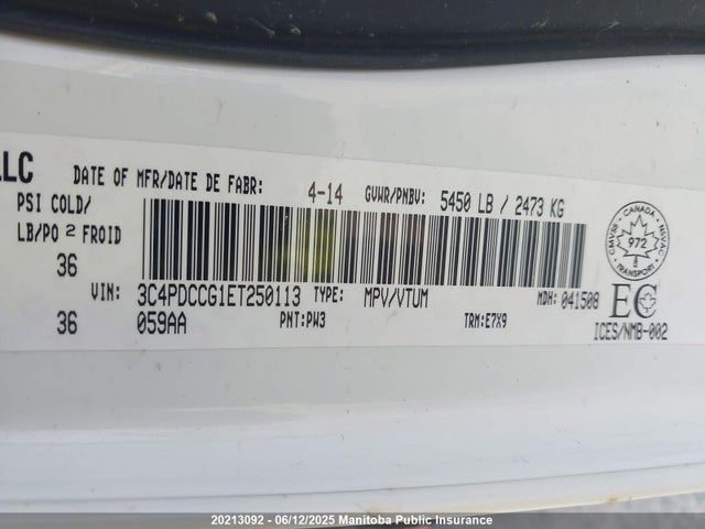 Dodge Journey Limited 2014 3C4PDCCG1ET250113 Image 9
