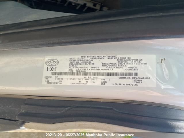 1FTYR2XM5HKA58473 Ford Transit