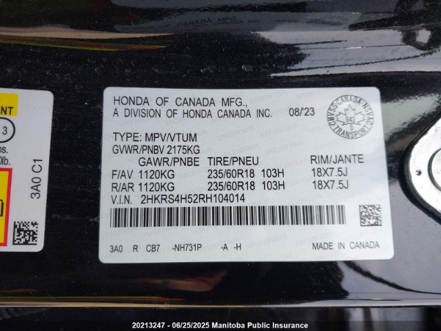 2HKRS4H52RH104014 Honda l15be