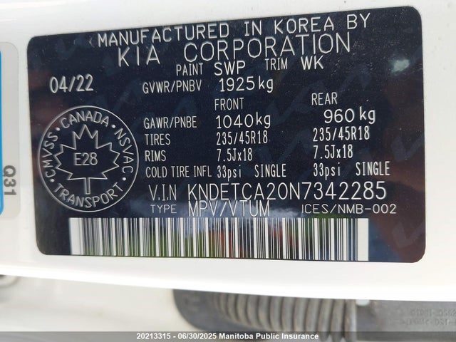 KIA gamma, t-gdi 2022 KNDETCA20N7342285 Image 9