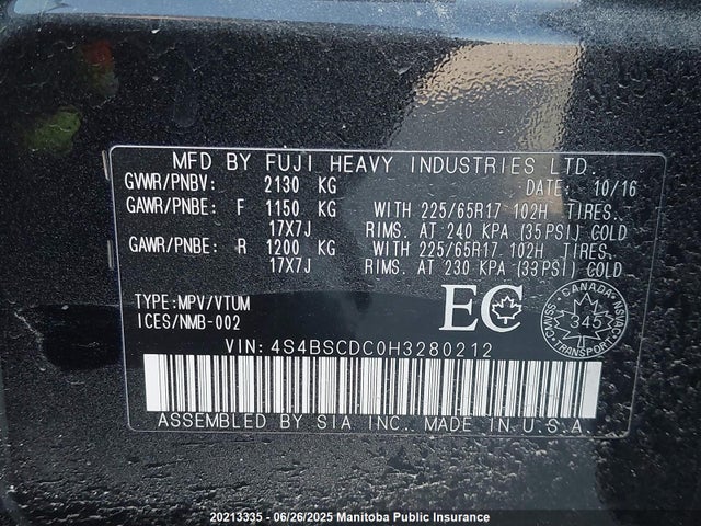 4S4BSCDC0H3280212 Subaru c0
