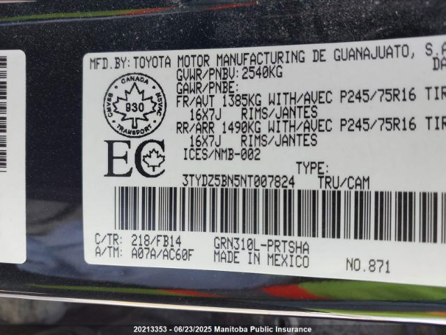 3TYDZ5BN5NT007824 Toyota 2gr-fks