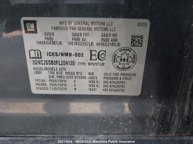 Chevrolet LUV 2015 3GNCJSSB0FL204126 Image 9