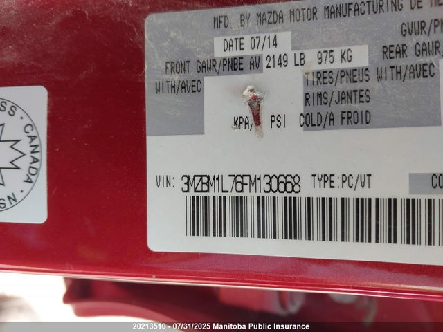 3MZBM1L76FM130668 Mazda pe