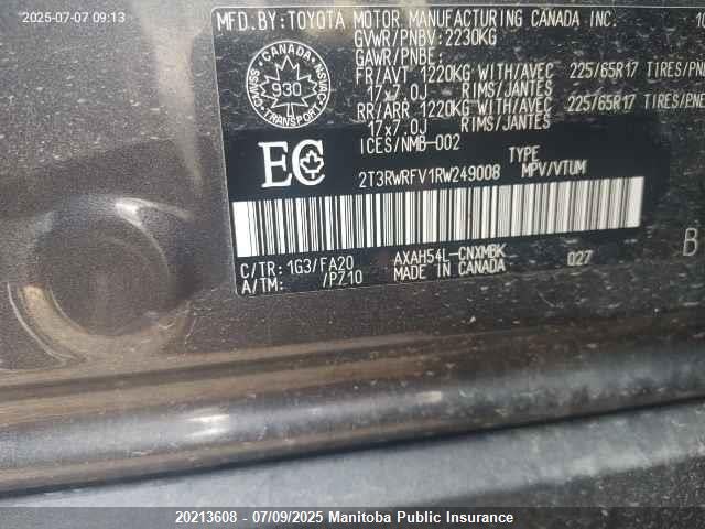 2T3RWRFV1RW249008 Toyota a25a-fxs