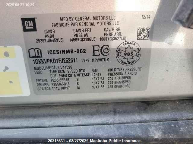 1GKKVPKD1FJ252611 GMC llt