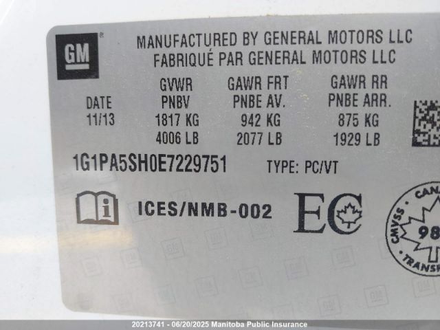 1G1PA5SH0E7229751 Chevrolet luw