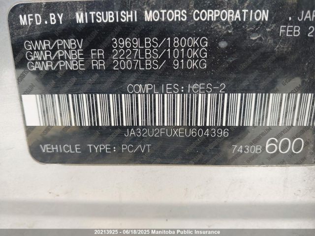 JA32U2FUXEU604396 Mitsubishi dohc mivec