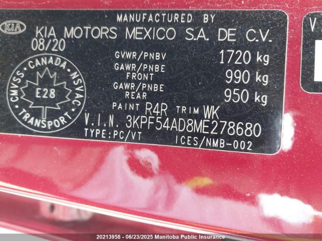 3KPF54AD8ME278680 KIA mpi nu