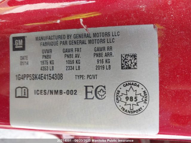 1G4PP5SK4E4154308 Buick lea