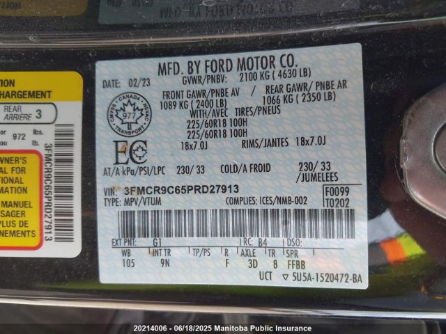 3FMCR9C65PRD27913 Ford dragon