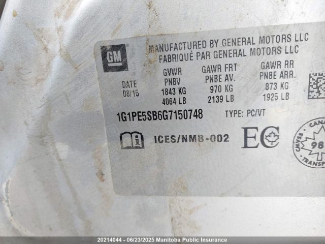 1G1PE5SB6G7150748 Chevrolet luv - vvt, alum, e85 max
