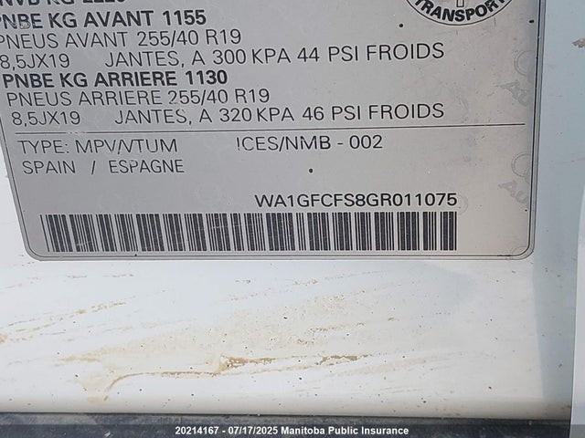 Audi Q3 2016 WA1GFCFS8GR011075 Image 8