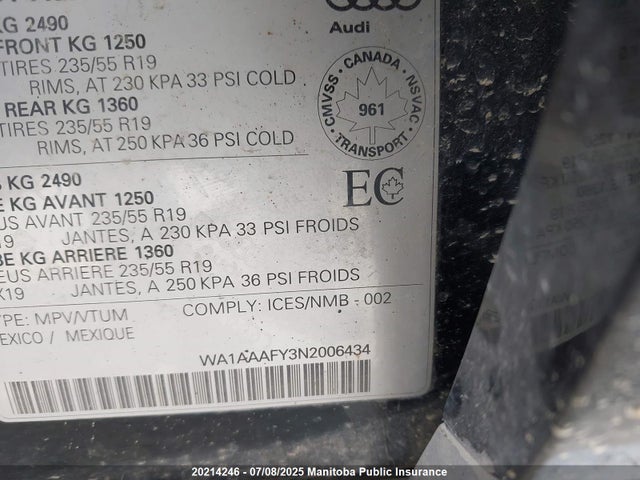 WA1AAAFY3N2006434 Audi 40 tfsi
