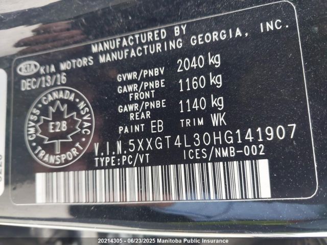 5XXGT4L30HG141907 KIA g 2.4 dohc gdi
