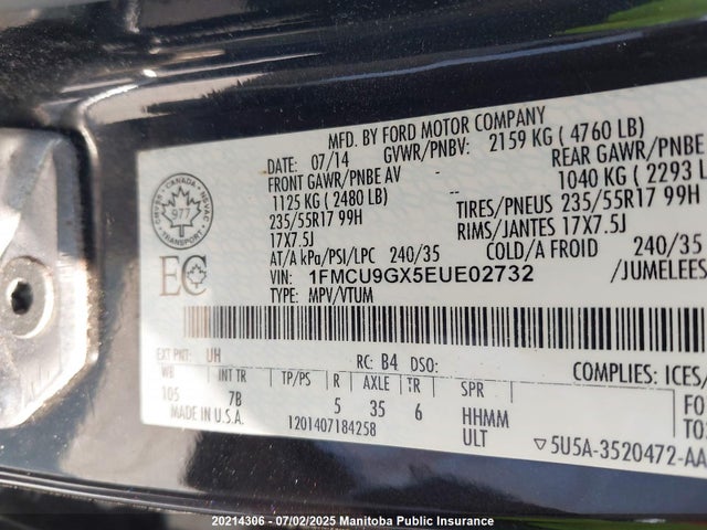 Ford Escape 2014 1FMCU9GX5EUE02732 Image 9