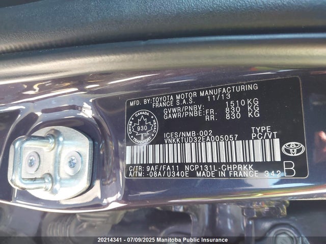 Toyota 1nz-fe 2014 VNKKTUD32EA005057 Image 8