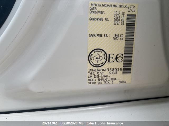 1N4AL3APXGN338016 Nissan 2016