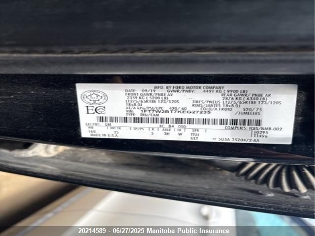 1FT7W2BT7KEG27235 Ford F-250