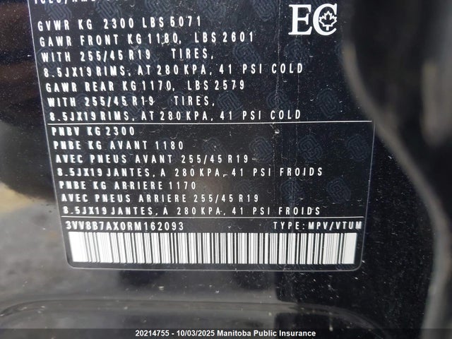 3VV8B7AX0RM162093 Volkswagen tsi