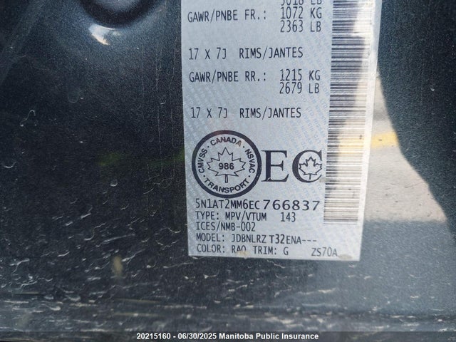5N1AT2MM6EC766837 Nissan 2014