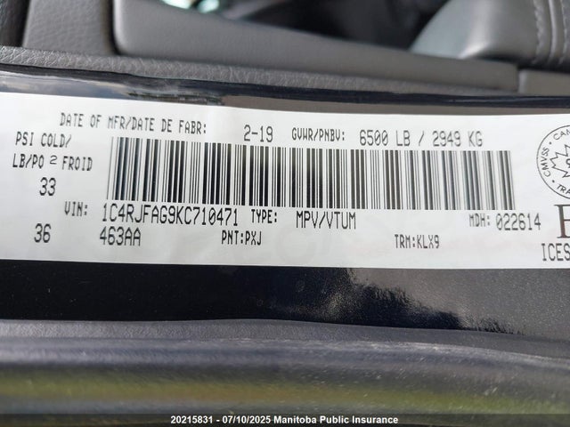 1C4RJFAG9KC710471 Jeep Grand Cherokee