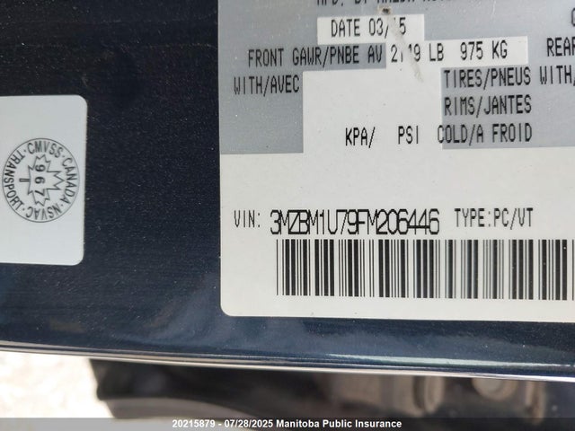 3MZBM1U79FM206446 Mazda pe