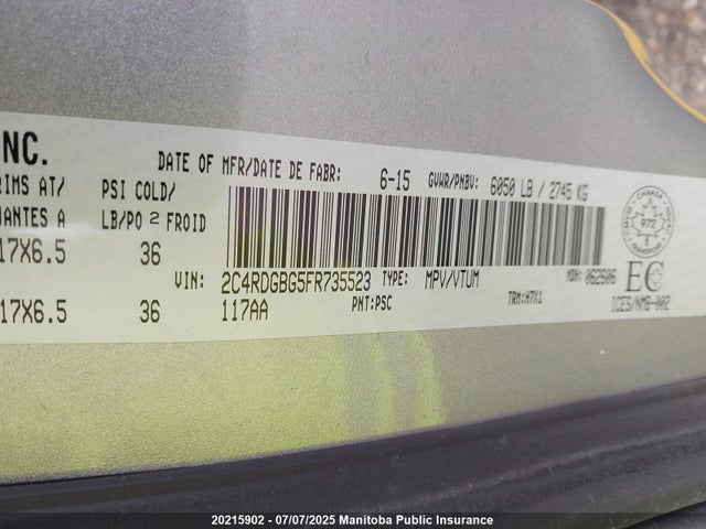 2C4RDGBG5FR735523 Dodge 2015