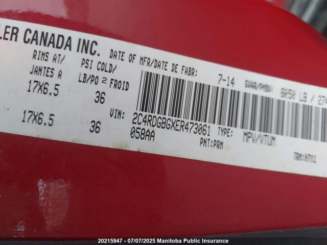 2C4RDGBGXER473061 Dodge 2014