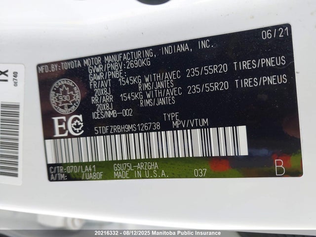 Toyota 2gr-fks 2021 5TDFZRBH9MS126738 Image 9