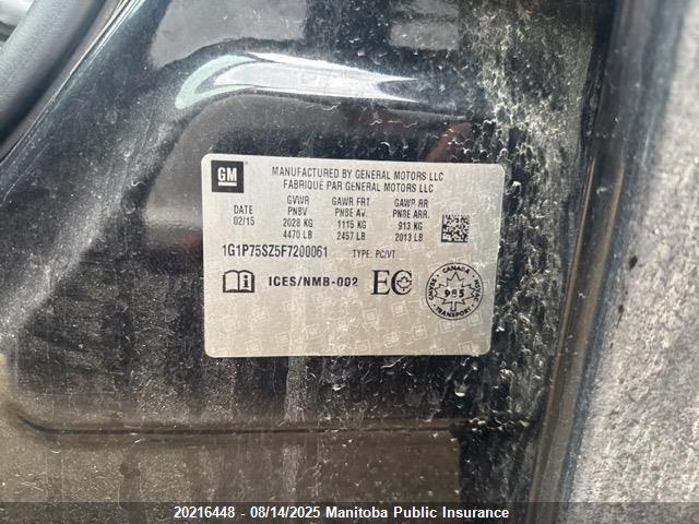 1G1P75SZ5F7200061 Chevrolet luz