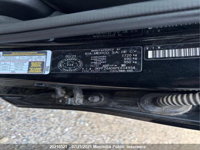 3KPF24AD6PE614954 KIA mpi nu