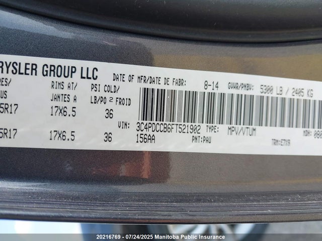 3C4PDCCB6FT521902 Dodge 2015