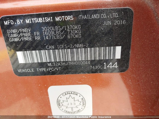 ML32A3HJ7HH010044 Mitsubishi Mirage