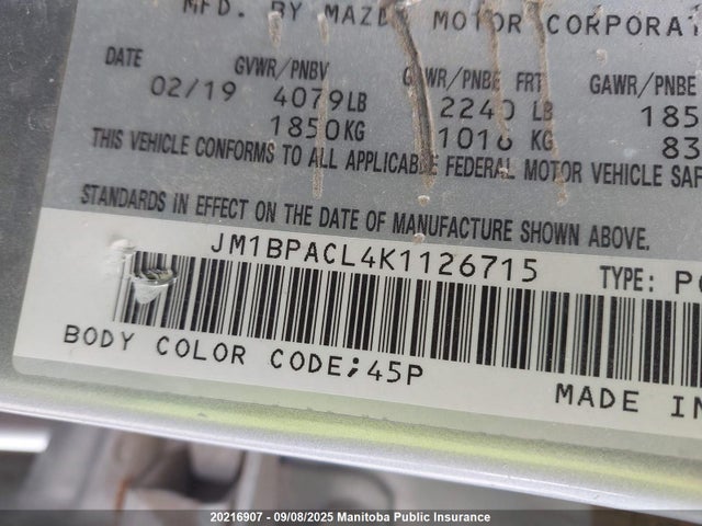 Mazda py 2019 JM1BPACL4K1126715 Image 9