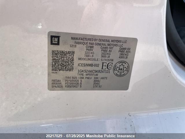 GMC l83 - spark ignited direct injection, variable valve timing, afm, e85 max, alum 2019 1GKS2AKC5KR247131 Image 9
