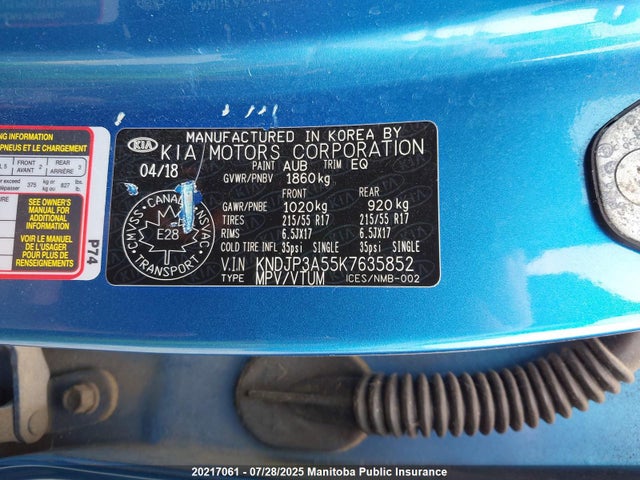 KIA g gdi 2019 KNDJP3A55K7635852 Image 8