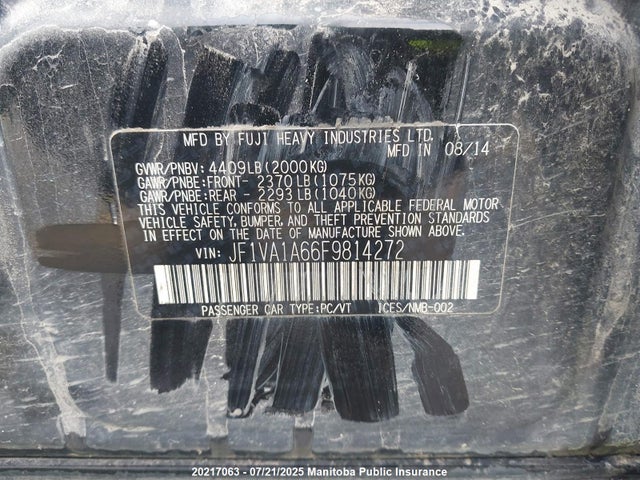 JF1VA1A66F9814272 Subaru dib turbo