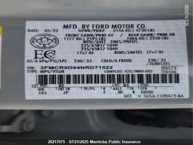 Ford gtdi 2022 3FMCR9D94NRD71522 Image 9
