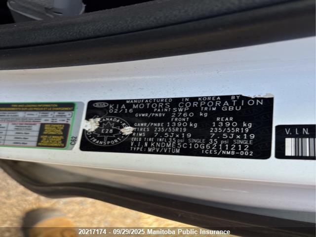 KNDME5C10G6211212 KIA dohc gdi lambda ii