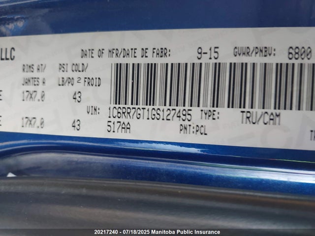 1C6RR7GT1GS127495 Dodge 1500