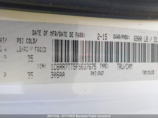 1C6RR7TT5FS637675 Dodge 2015