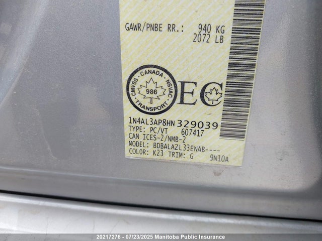 1N4AL3AP8HN329039 Nissan 2017
