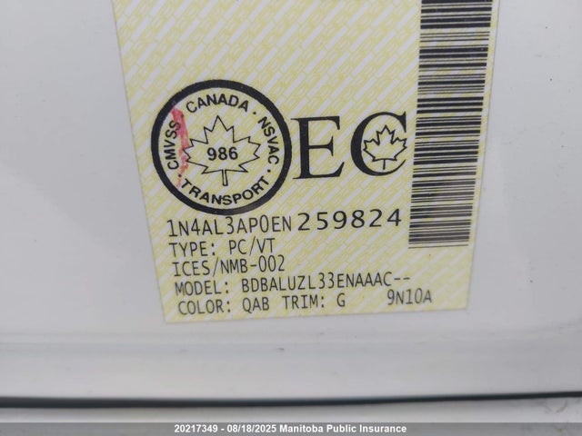 Nissan 2014 2014 1N4AL3AP0EN259824 Image 9