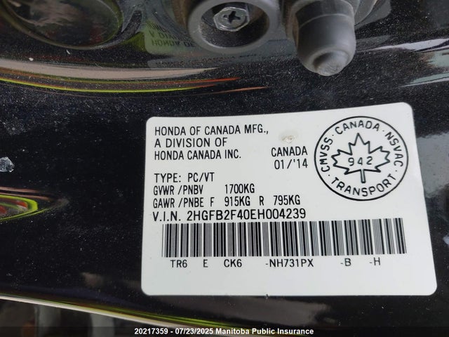 Honda Civic Lx 2014 2HGFB2F40EH004239 Image 20